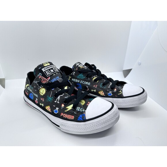 Converse Kids Video Game Characters Design For Big Boys Size 2 GUC black multi - Picture 1 of 11